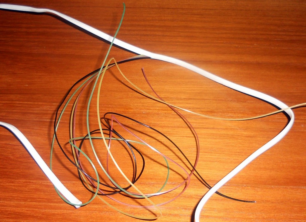 Telephone Cable Showing Multicoloured Wires Inside